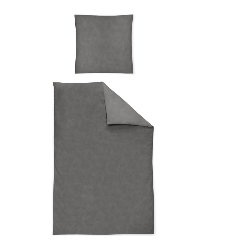 Feel Cotton 32 TC Duvet Cover Set, 155 x 220cm - 1 Pillowcase (80 x 80 cm), Graphite