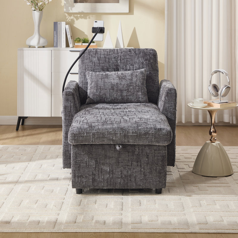 Canapé réglable pour téléphone portable avec rangement caché et tissu chenille pour un confort ultime, Gris