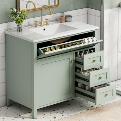 Meuble-lavabo autoportant de 30 po avec lavabo et rangement multifonctionnel