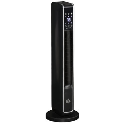 2-in-1 Portable Electric Tower Heater - Oscillating Space Heater, 750W/1500W, 3 Modes, 8H Timer, Remote Control, Black