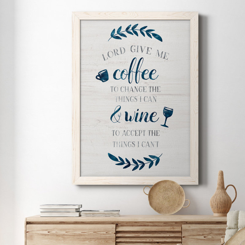 «Coffee and Wine», art textuel sur toile, Blanc, 20" H x 17" W x 1" D
