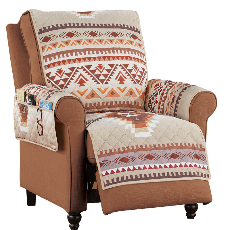 Housse pour fauteuil inclinable à coussins carrés/rectangulaires, Polyester brun / beige