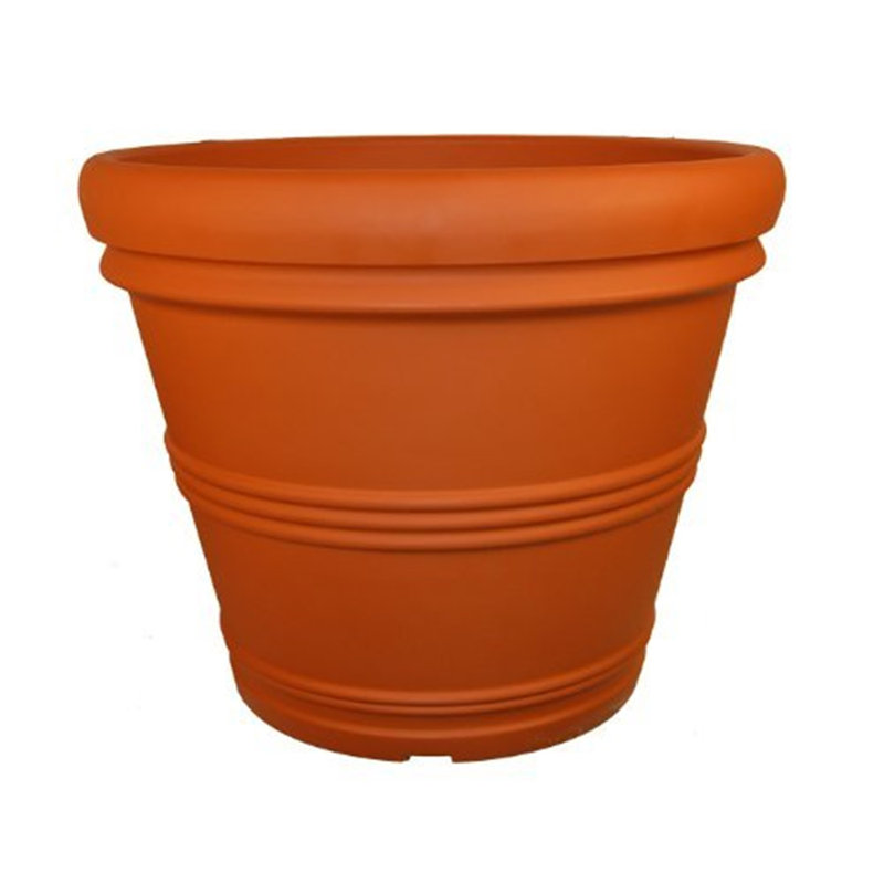 Boxvale Round Weather Resistant Plastic Pot Planter, Terra Cotta, 14" H x 14" W x 14" D