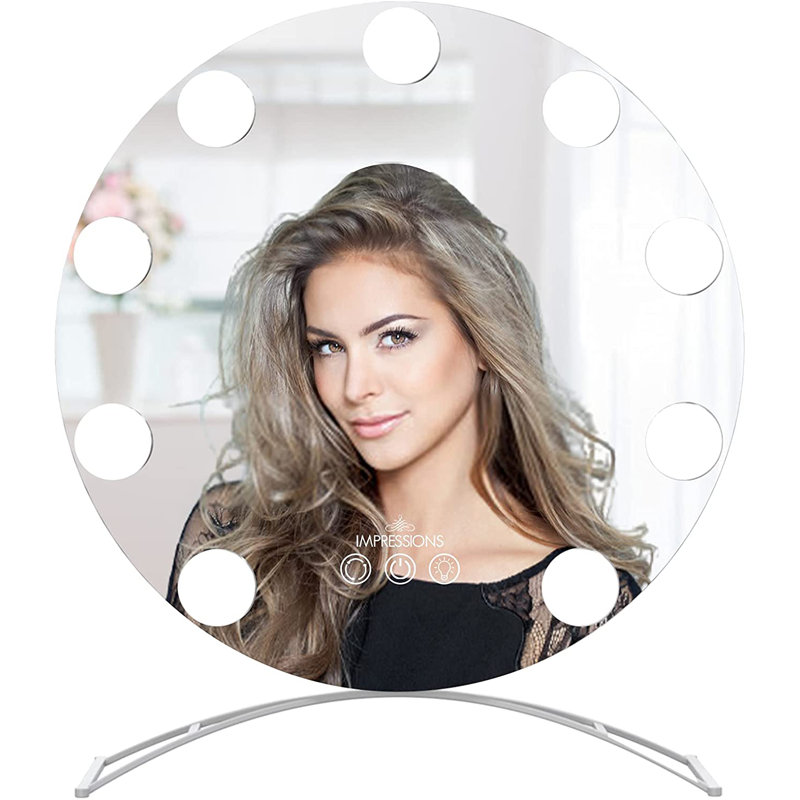Miroir de salle de bain Hollywood, Blanc, 19,5 po x 19,5 po