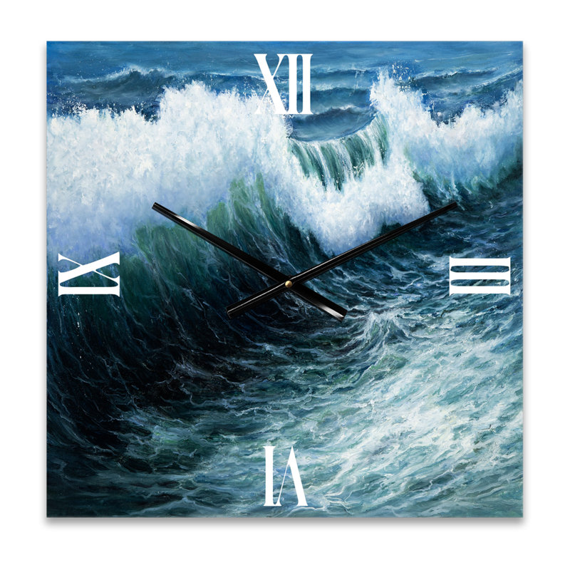 Horloge murale tempête vagues dans l'océan, Moyen