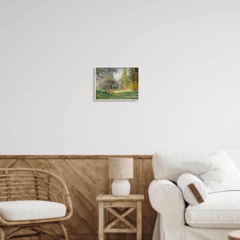 Jardin de fleurs impressionniste, H 11 po x l 14 po x P 1,5 po, Giclée encadrée blanc bord de mer