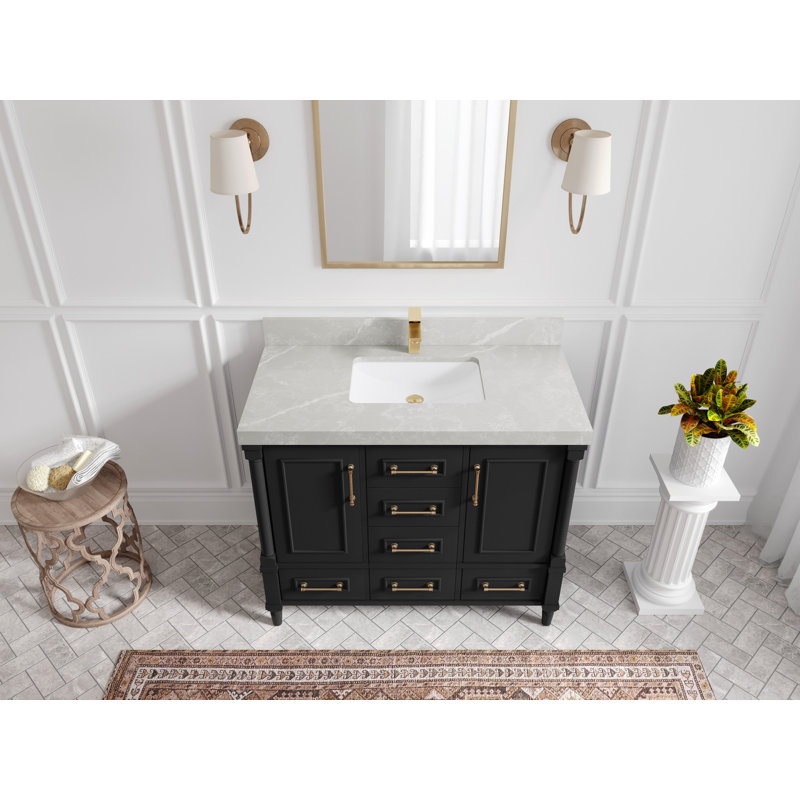 Aberdeen 42'' Single Bathroom Vanity with Top, Pearl Light Gray