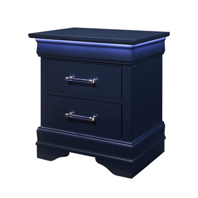 Table de chevet bleue avec espace de tiroir spacieux et transitionnel de 2 po