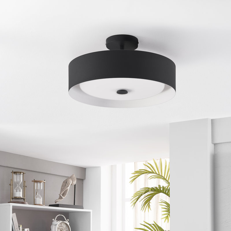 Plafonnier semi-encastré 3 lumières 15,75 po Hud, Noir / blanc