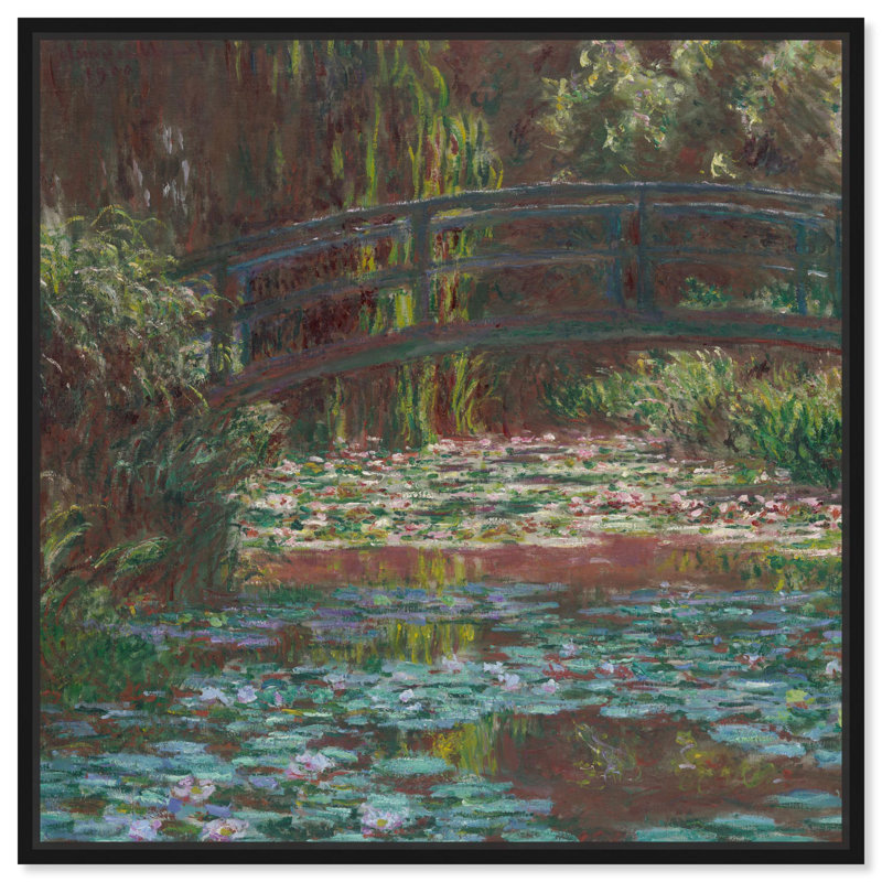 «Water Lily Pond» par Art Remedy, H 13 po x l 13 po, Noir, Cadre flottant