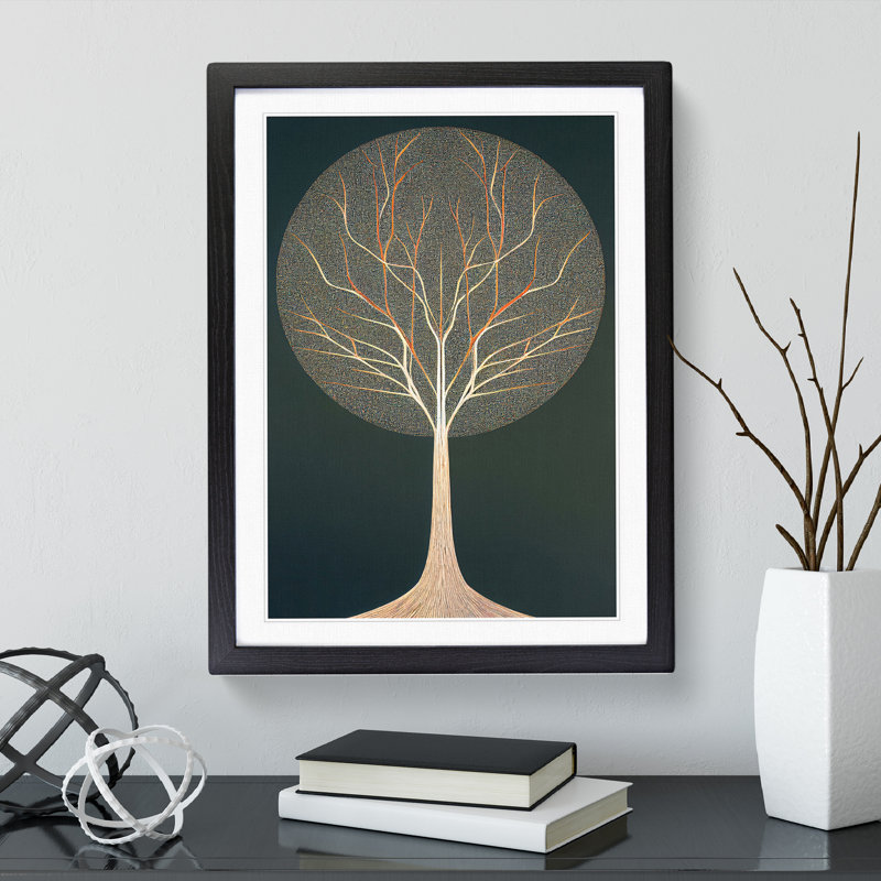 Antique Tree No.2 - Single Picture Frame Print, 34cm H x 25cm W x 2cm D, Black Framed