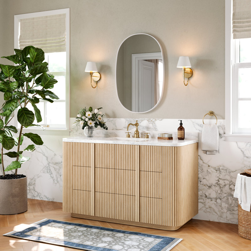 Miroir mural ovale en aluminium avec cadre vertical pour salle de bain, chambre à coucher, entrée, Blanc