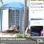 Parasol d'extérieur à volants - Rayures bleues et blanches, 5,9 pi x 5,9 pi, portable, évents, sacs de sable, tente de plage portative avec abat-jour,