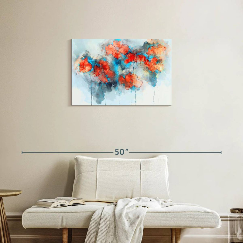 Coquelicots à motif floral abstrait Avery, H 20 po x l 30 po