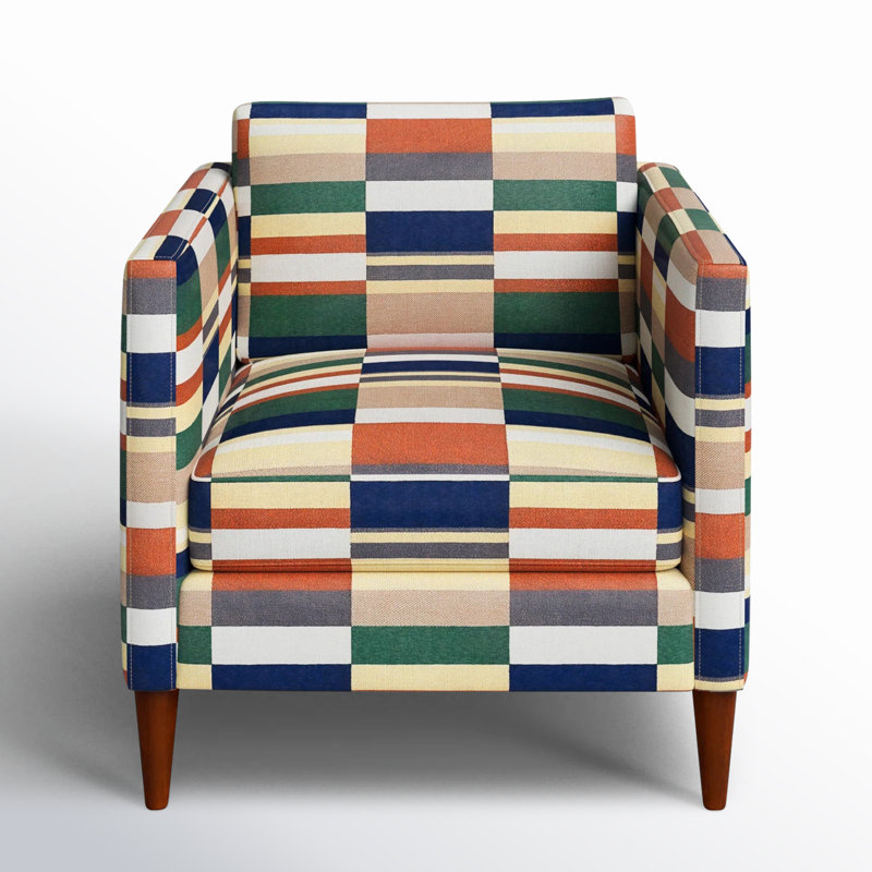 Clifford Upholstered Custom Armchair, Bauhaus Stripe Spice