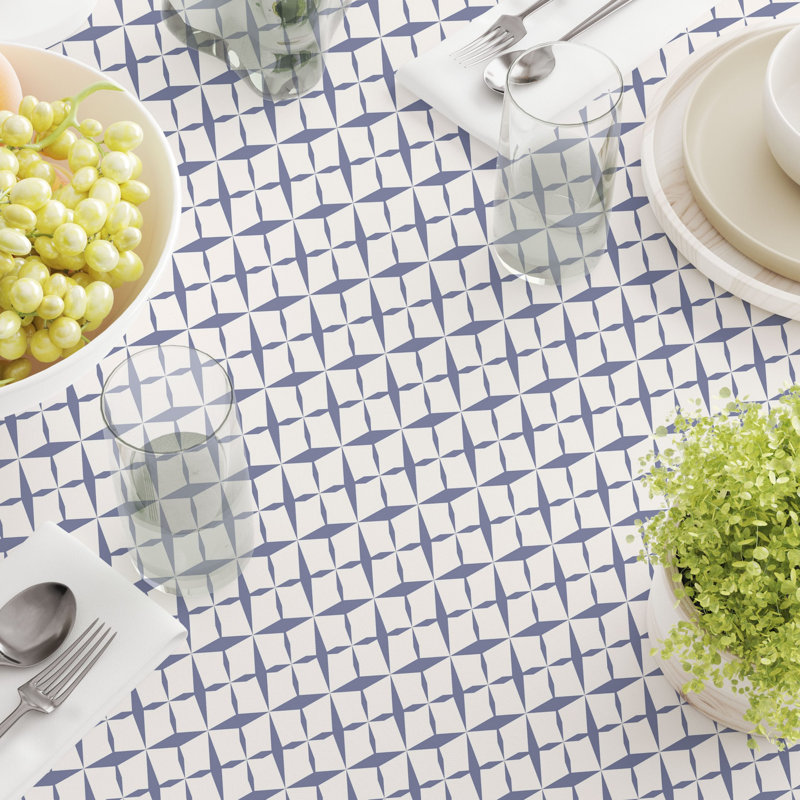 Rectangular Geometric Cotton Twill Tablecloth
