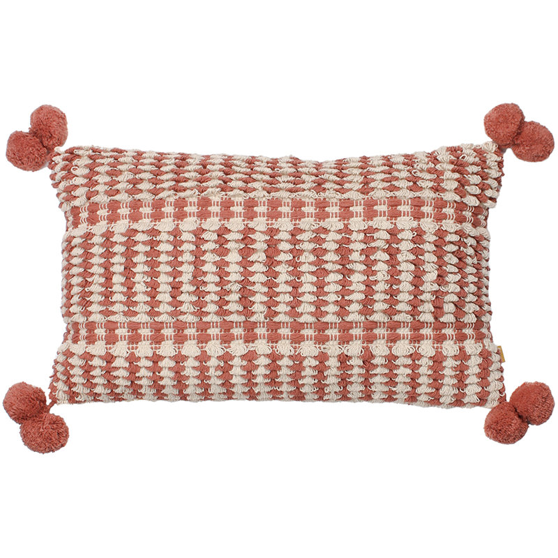 Striped Rectangular Throw Pillow Cover, Brick