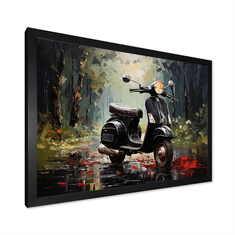 Scooter Adventures I sur impression sur toile, H 34 po x l 44 po x P 1,5 po, Cadre simple noir