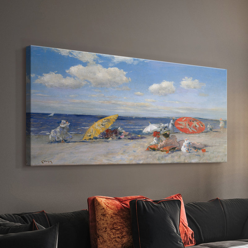 Au bord de la mer - Toile tendue avec châssis - Prêt à accrocher, H 20 po x l 40 po