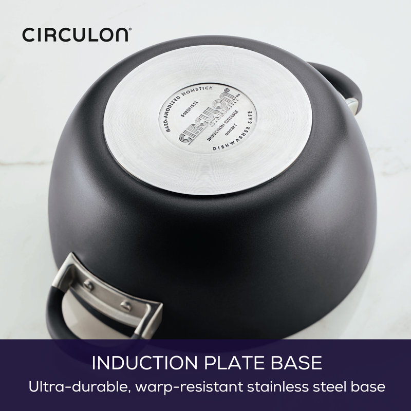 Circulon Symmetry Hard-Anodized Nonstick 5.5-Quart Casserole with Lid, Black