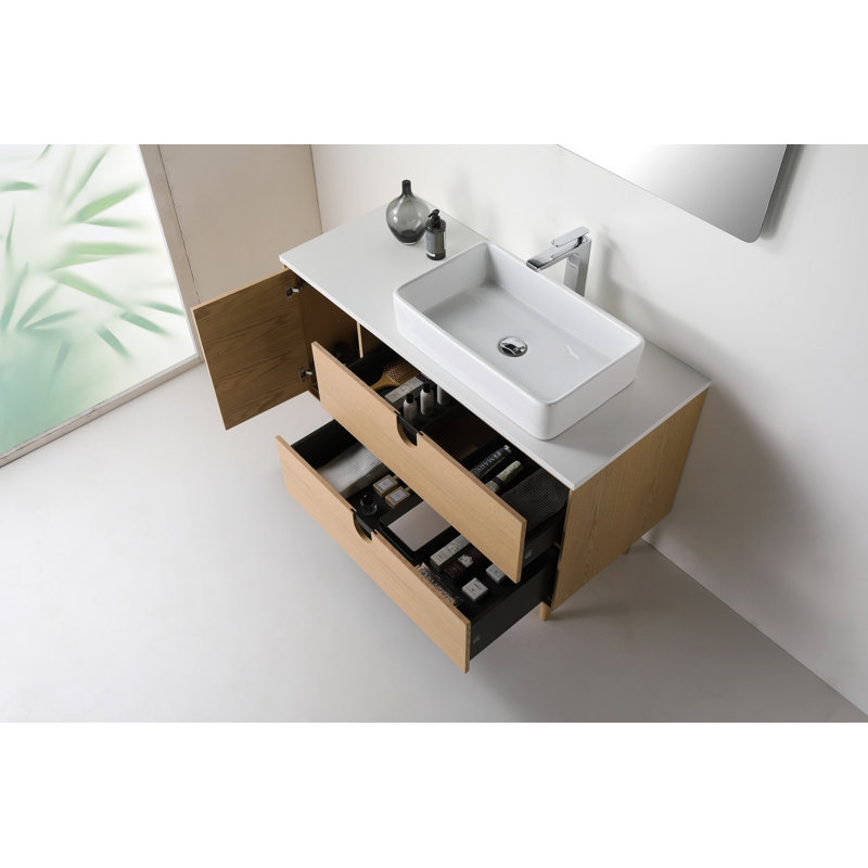 Portree 47" W Single Vanity, Walnut/Black
