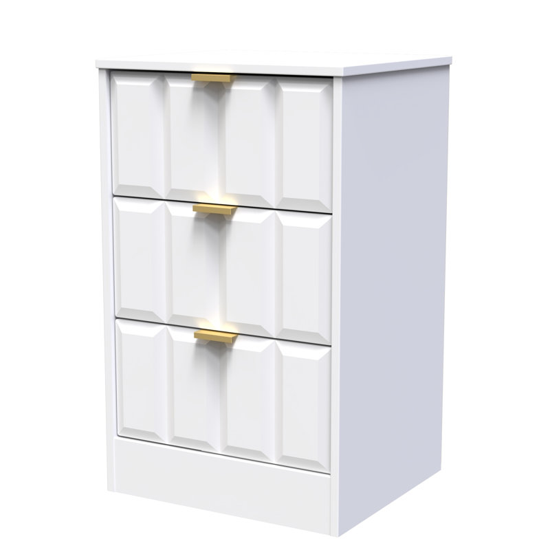 Arnesto 45cm W Manufactured Wood Bedside Table, White Matt