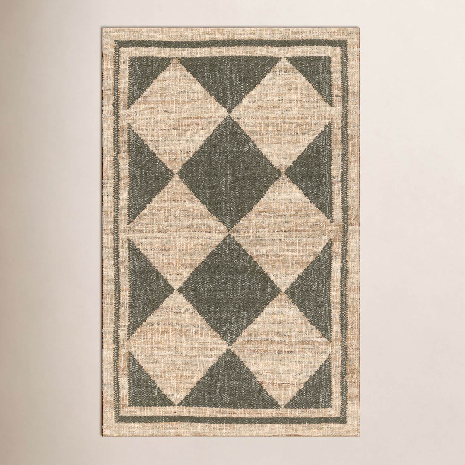 Orchard Green Hand-Woven Geometric Jute Rug, Rectangle 3'6" X 5'6"