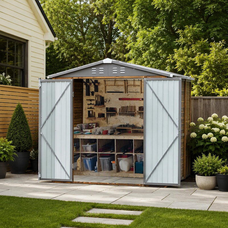 Remise à outils combinée fer-bois 4 x 6 pi - Durable, imperméable et élégante pour le rangement extérieur