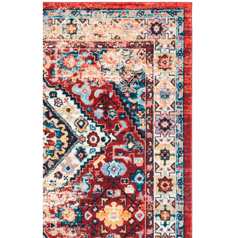 Manado Oriental Red/Blue Area Rug, Rectangle 7'9" x 10'