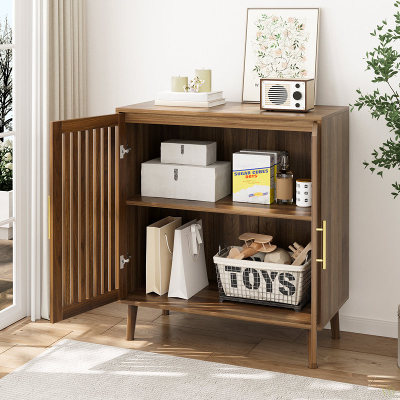 Sideboard Buffet Cabinet With Storage,  Farmhouse Buffet Cabinet With Louvered Doors, Wood Coffee Bar Storage Cabinet For Kitchen, Dining Room, Living Room, Entryway, 31.5" W
