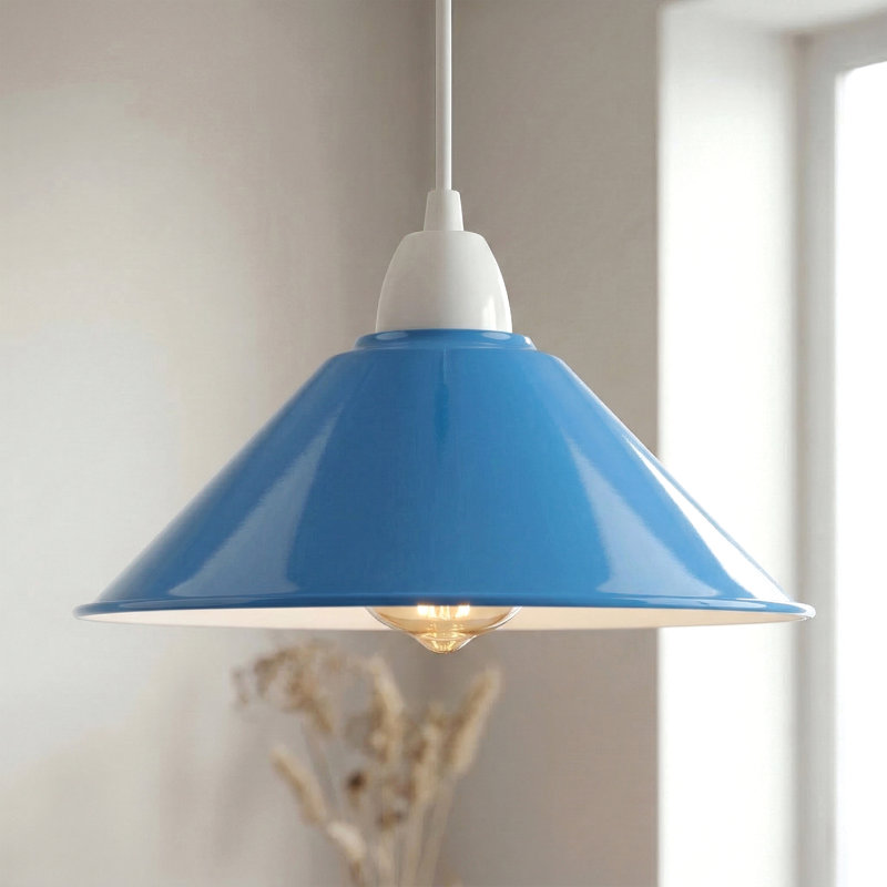 10cm H Metal Cone Lamp Shade, Blue