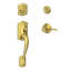 Camelot Handleset with Deadbolt and Accent Door Lever and Rosette-40880777-38969665