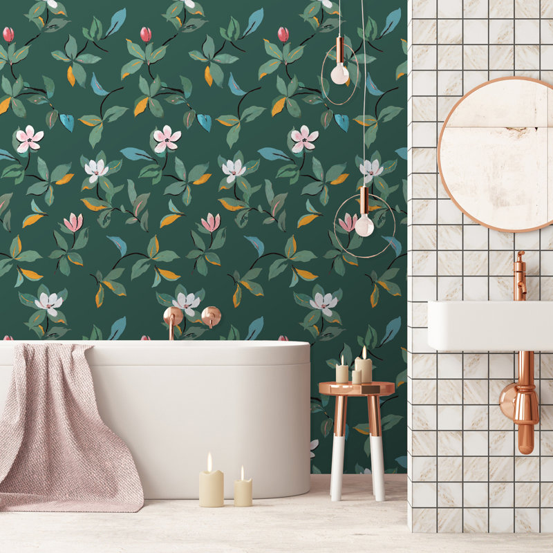 Paule Marrot Floral Wallpaper Double Roll, Evergreen