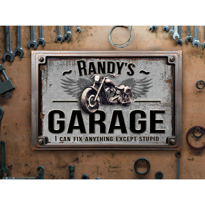 Signe de garage Garage nom de famille personnalisé sur métal, H 18 po x l 27 po x P 0,04 po, Yes