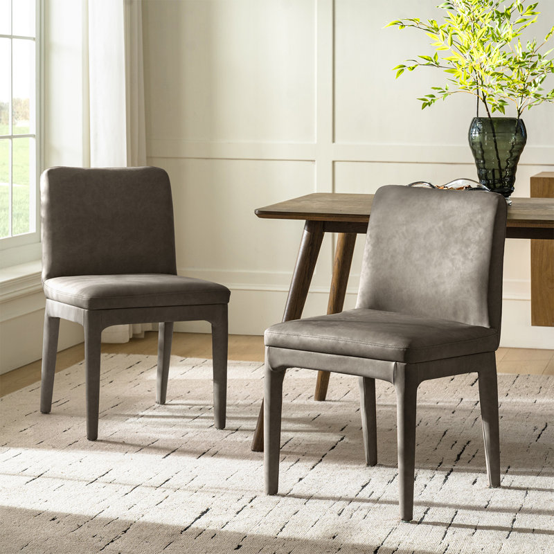 Eudora 33"H Modern Faux Leather Dining Chair(Set of 2), Taupe