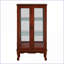 Armoires | Vitrine lumineuse en cerisier lumineux, solide & amp; Bois composite avec tablettes réglables, dossier en miroir | Traditionnel | Salon-1791286181