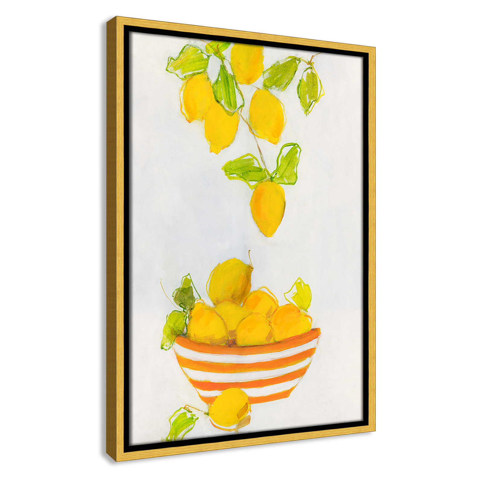 Darcy "Lemonlicious" Painting by Sally Swatland, 19.5" H x 13.5" W x 2" D, Gold Framed Canvas