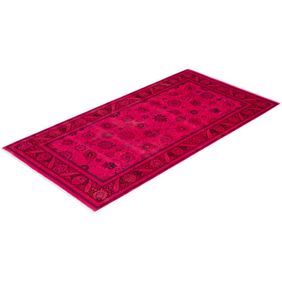 Tapis rose en laine noué à la main de style moderne et contemporain Collett 5 pi 2 po x 9 pi 10 po