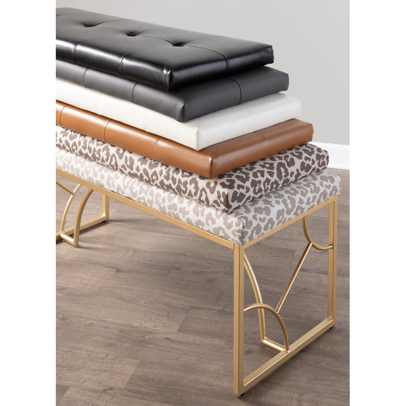 Banc rembourré Zeveren, Argent / léopard beige