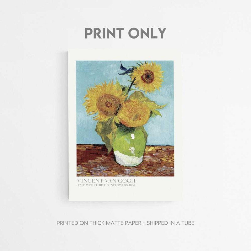 Art mural tournesol, vase avec trois tournesols