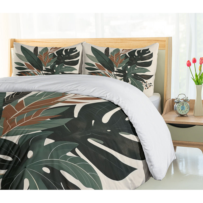 Monstera Duvet Cover, Queen Duvet Cover + 2 Standard Shams