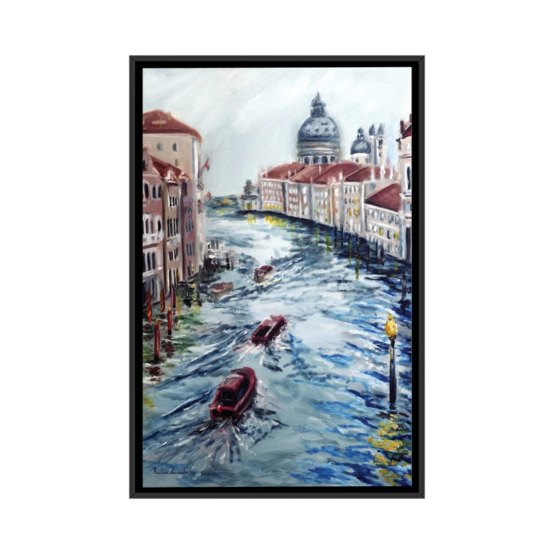 Impressions of Venice - reproduction d'art murale - toile encadrée, 40" x 26", Framed Canvas, Black