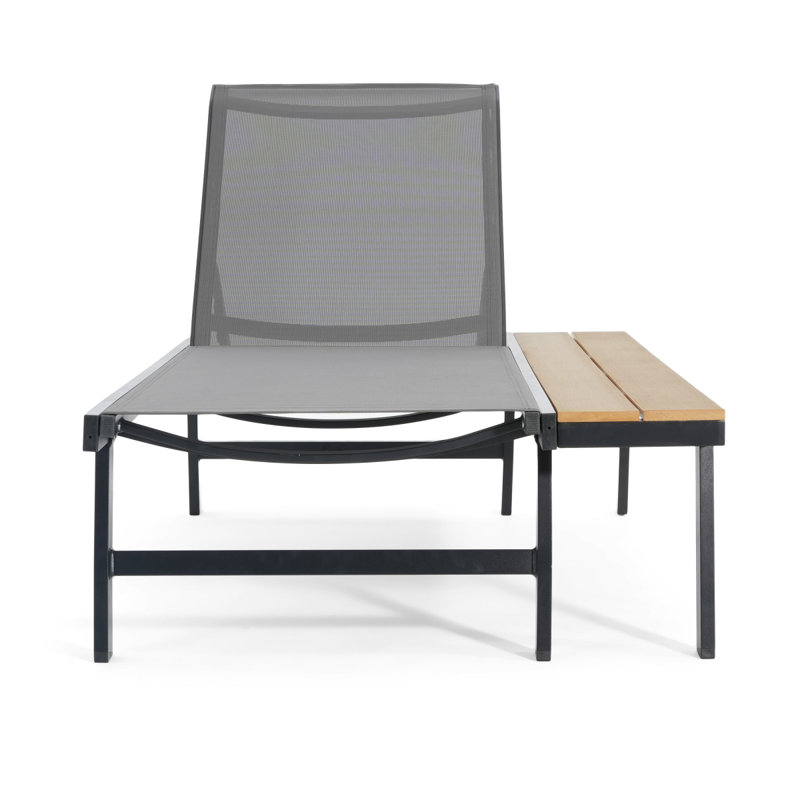 WATERLOO CHAISE LOUNGE WITH ATTACHED WOOD SIDE TABLE, 1PC, (62756.00BLK)