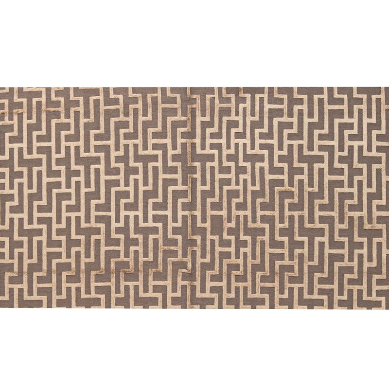 Tapis géométrique brun / beige noué à la main 8 pi x 9 pi 10 po Geometric