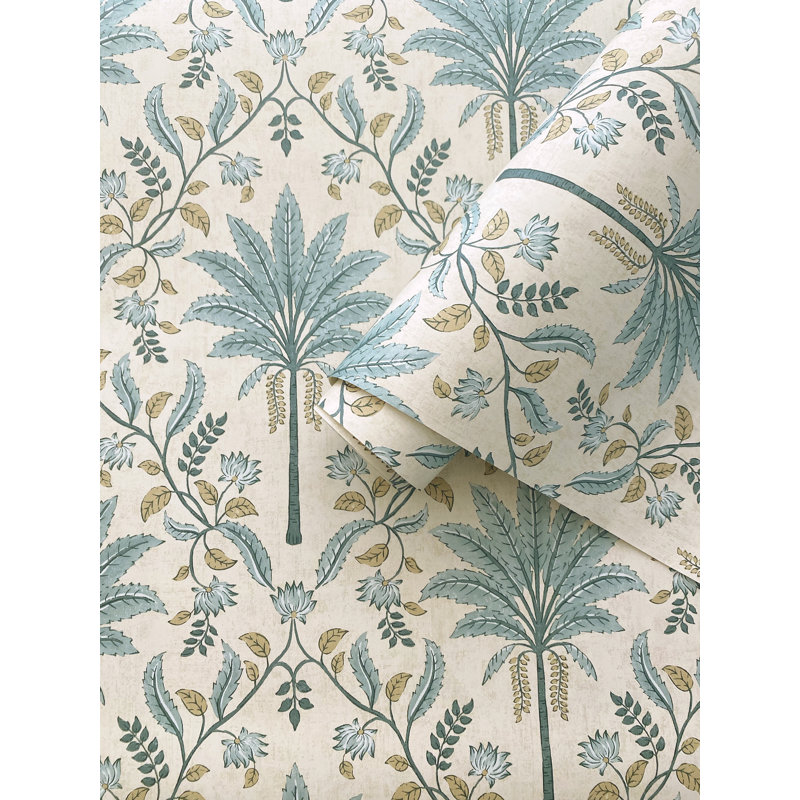 Papier peint palmier non collé Palm, Bleu marine/bleu