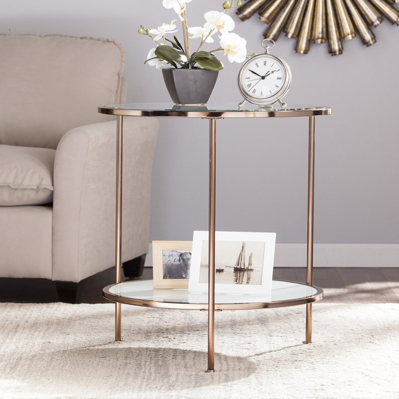Linvel Glass Top End Table, Bullet Metallic Gold