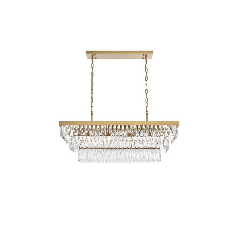 Lustre rectangulaire 36 pouces Iva, Or satiné