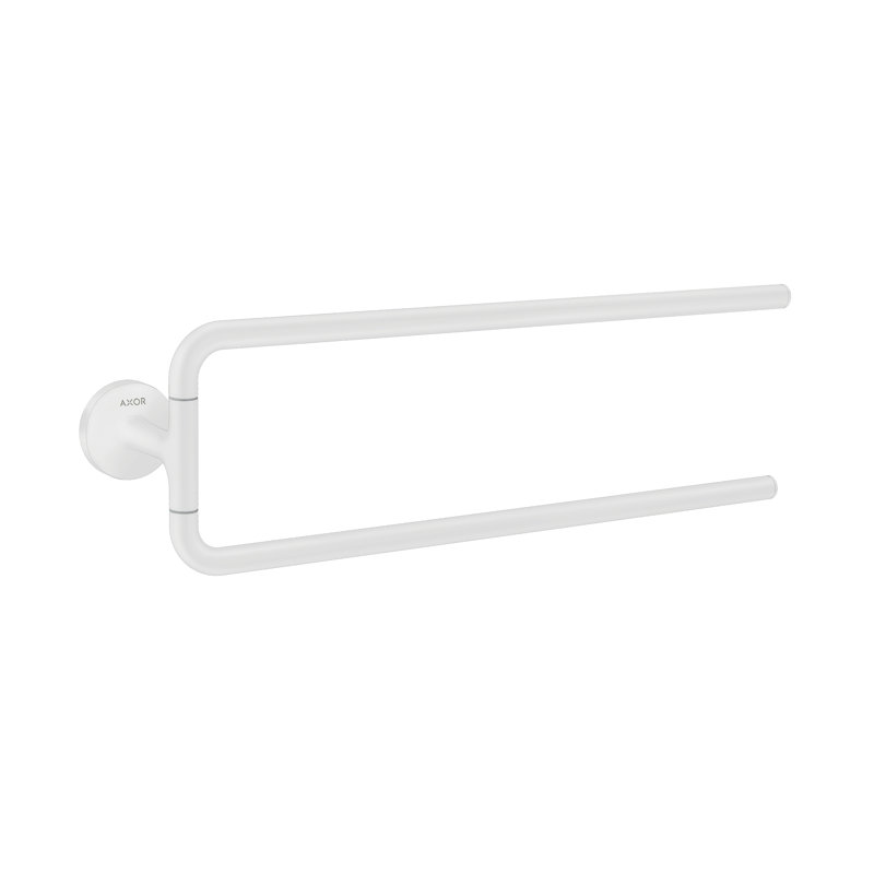 Universal Circular Double Towel Bar, Matte White