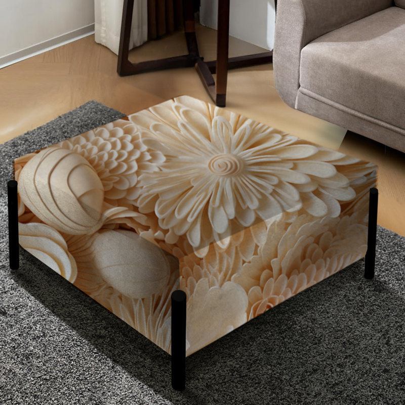 Seashell - Motif tropical de dentelle - grand repose-pieds carré tropical