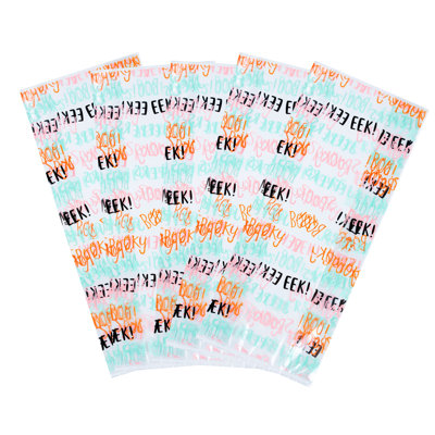Restaurantware-Bag Tek 4 x 2 x 9.5 Inch Candy Bags, 4000 Gusseted Printed Candy Bags - Halloween Words, Twist Ties Sold Separately, Plastic Bag, Heat Sealable, For Holding Candies